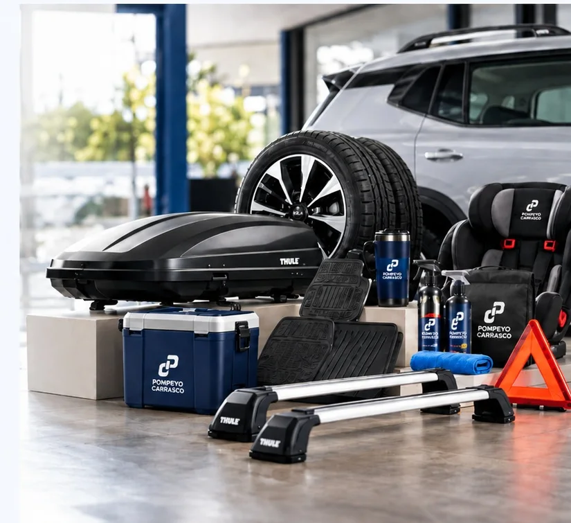 Accesorios para vehículos: llantas, barras de techo, alfombras y productos de cuidado automotriz
